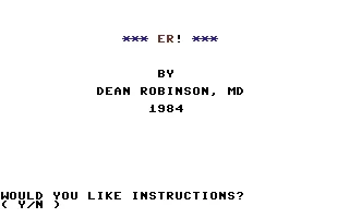 ER! : Emergency Room box art