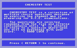 Chemistry Test : 'O' Level box art