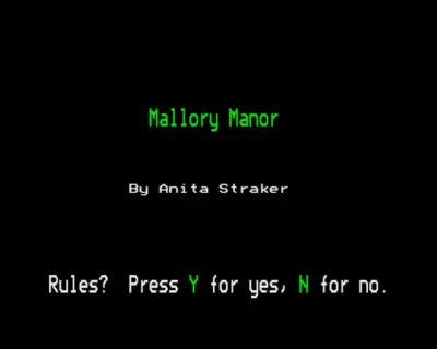 Mallory Manor box art