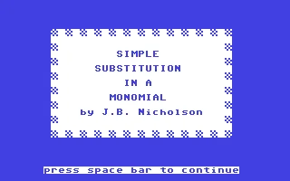Simple Substitution in a Monomial box art