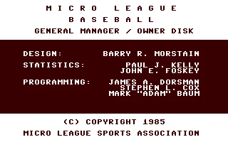 MicroLeague Baseball : General Manager : Owner Dis box art