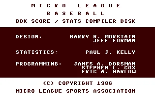 MicroLeague Baseball : Box Score : Stats Compiler box art
