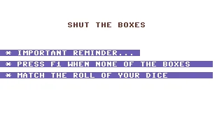 Shut the Boxes box art