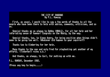 City Of Shadows, The box art