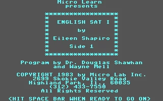 English SAT I box art