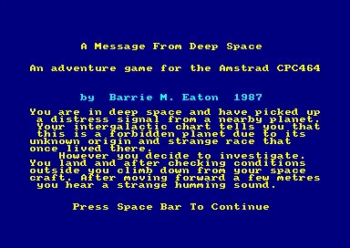 Message From Deep Space, A box art