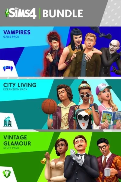 The Sims 4: Bundle - City Living, Vampires, Vintage Glamour Stuff box art