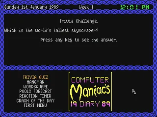 Maniac's Computer Diary 1989 box art