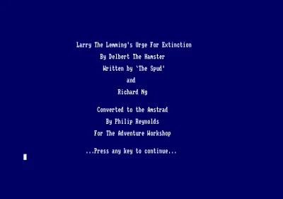 Larry The Lemming's Urge For Extinction box art