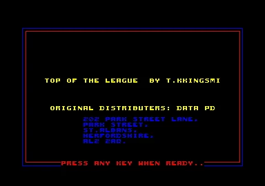 Top Of The League box art