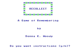 Recollect : A Game of Remembering box art