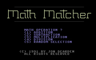 Math Matcher box art