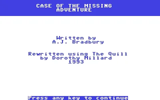 Case of the Missing Adventure box art
