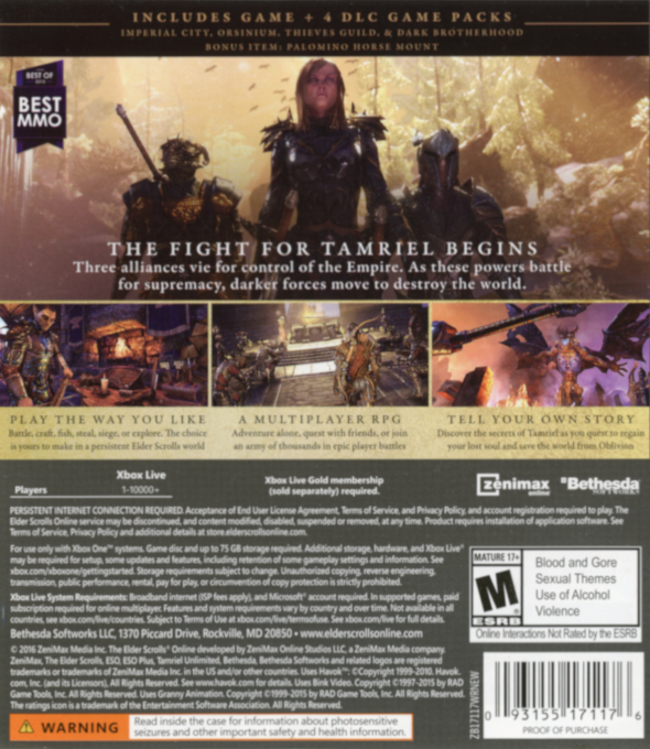 Elder Scrolls Online - Gold Edition, The — box-2D-back (US)
