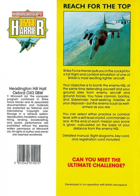 Strike Force Harrier — box-2D-back (EU)