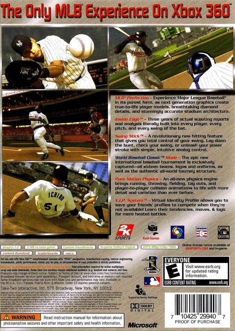 Major League Baseball 2K6 — box-2D-back (US)