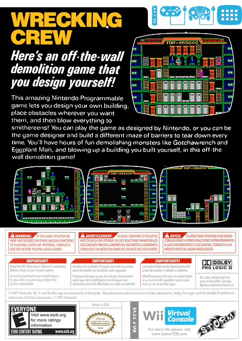 Wrecking Crew — box-2D-back (US)