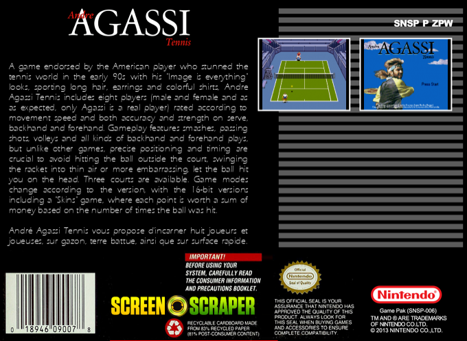 Andre Agassi Tennis — box-2D-back (SS)