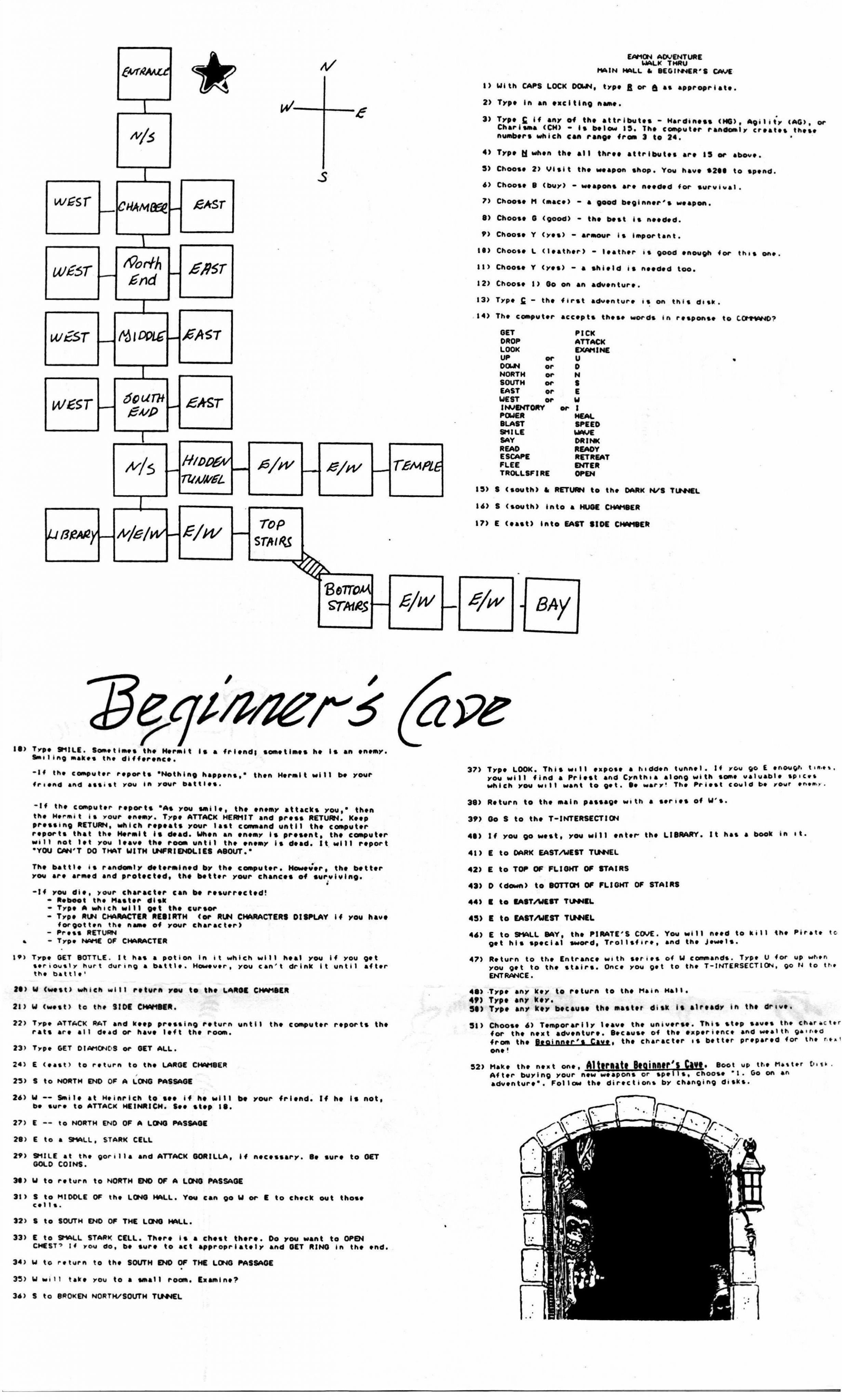 Eamon 001 - Main Hall And Beginners Cave — maps