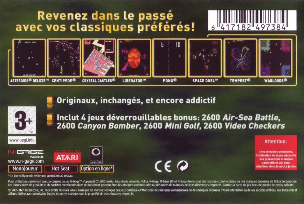 Atari Masterpieces Vol. II — box-2D-back (FR)