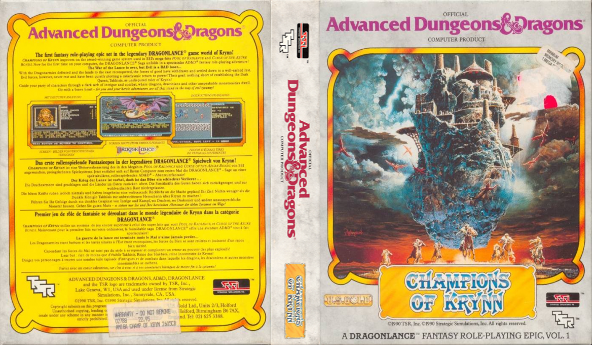 Advanced Dungeons & Dragons - Champions of Krynn - A DragonLance Fantasy Role-Playing Epic, Vol.I — box-texture (EU)