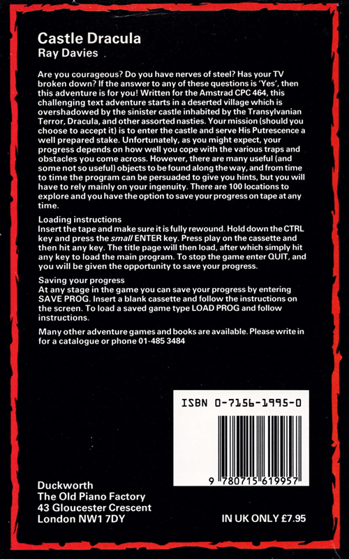 Castle Dracula — box-2D-back (EU)