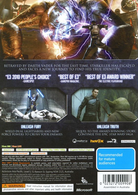 Star Wars - The Force Unleashed II — box-2D-back (AU)