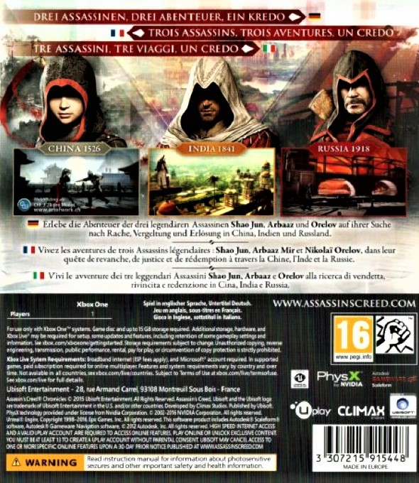 Assassin's Creed Chronicles — box-2D-back (EU)