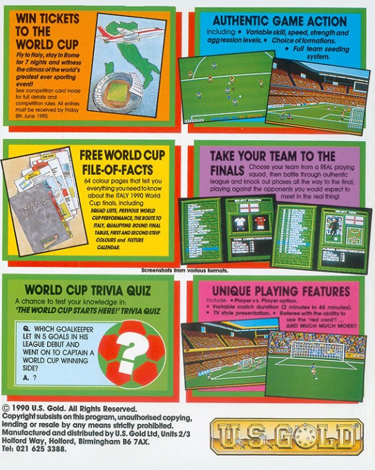 Italia '90 - World Cup Soccer — box-2D-back (EU)