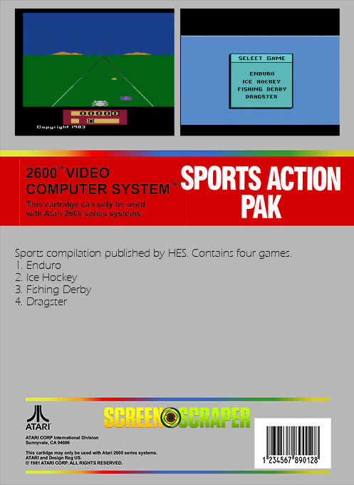 Sports Action Pak - Enduro / Ice Hockey / Fishing Derby / Dragster — box-2D-back (SS)