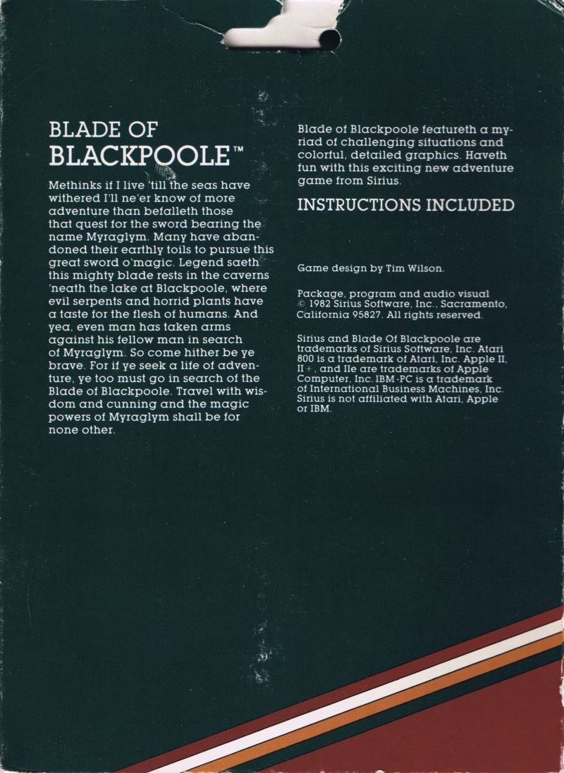 The Blade of Blackpool — box-2D-back (US)