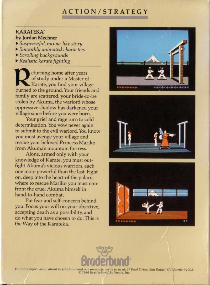 Karateka — box-2D-back (US)