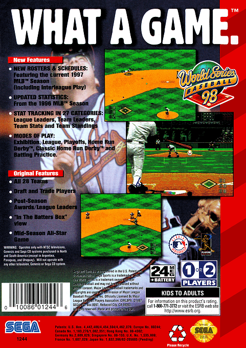 World Series Baseball 98 — box-2D-back (US)