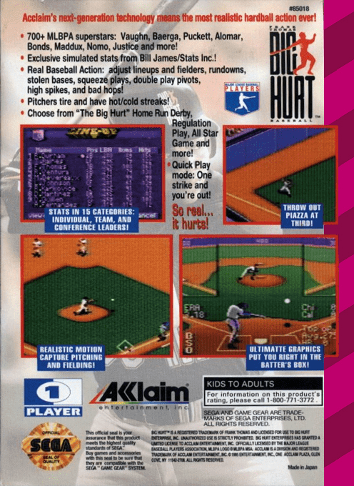 Frank Thomas Big Hurt Baseball — box-2D-back (US)
