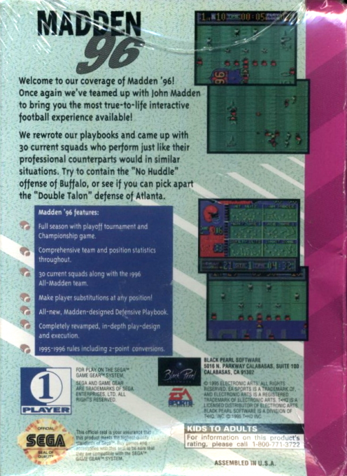 Madden 96 — box-2D-back (US)