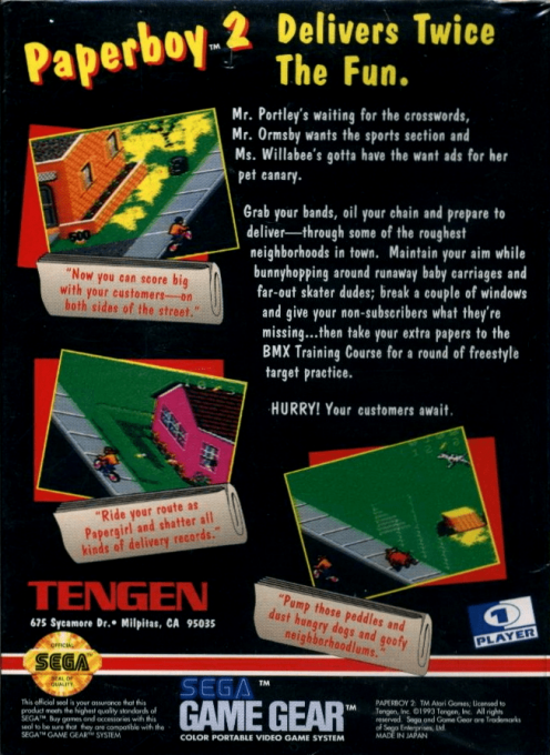 Paperboy 2 — box-2D-back (US)