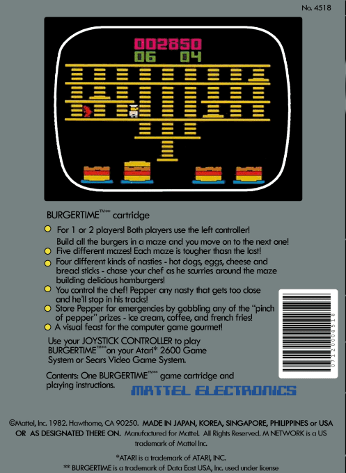 Burgertime — box-2D-back (US)