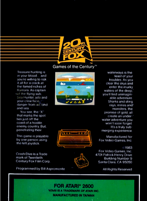Crash Dive — box-2D-back (US)