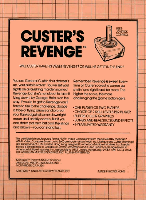 Custer's Revenge — box-2D-back (US)