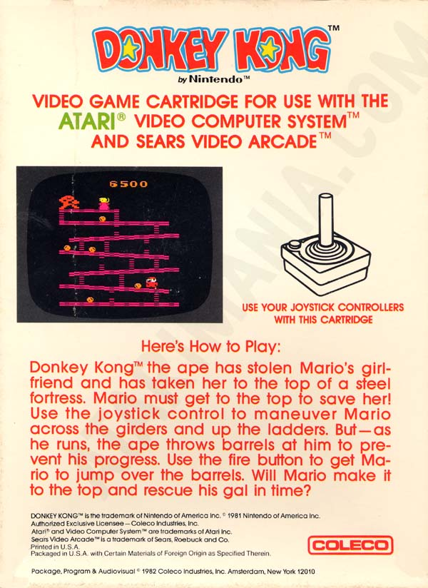 Donkey Kong — box-2D-back (US)