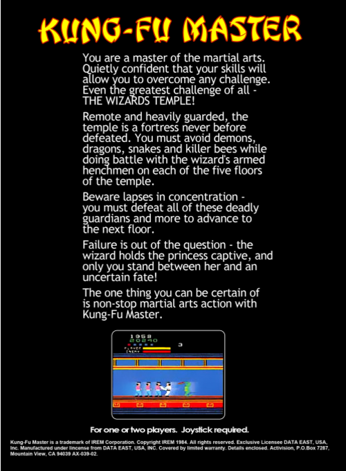 Kung-fu Master — box-2D-back (US)