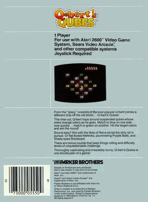 Q-bert's Qubes — box-2D-back (US)