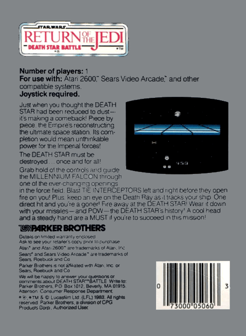 Star Wars - Return Of The Jedi - Death Star Battle — box-2D-back (US)