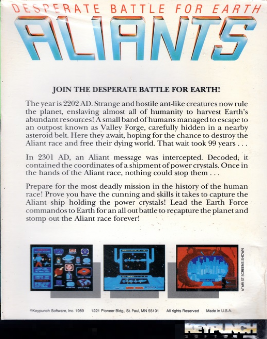 Aliants - The Desperate Battle For Earth — box-2D-back (US)