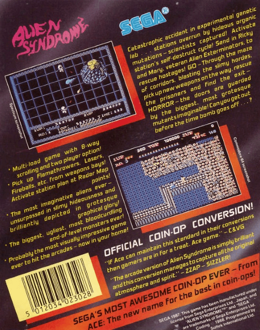 Alien Syndrome — box-2D-back (EU)