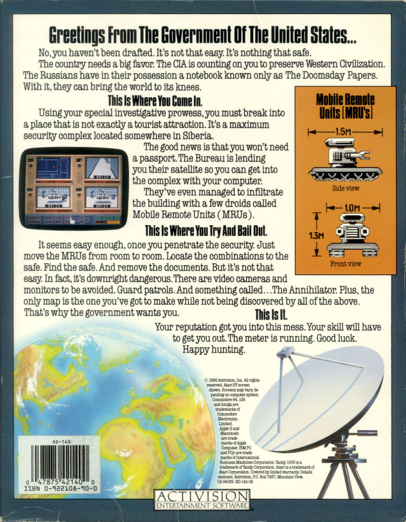 Hacker 2 - The Doomsday Papers — box-2D-back (US)