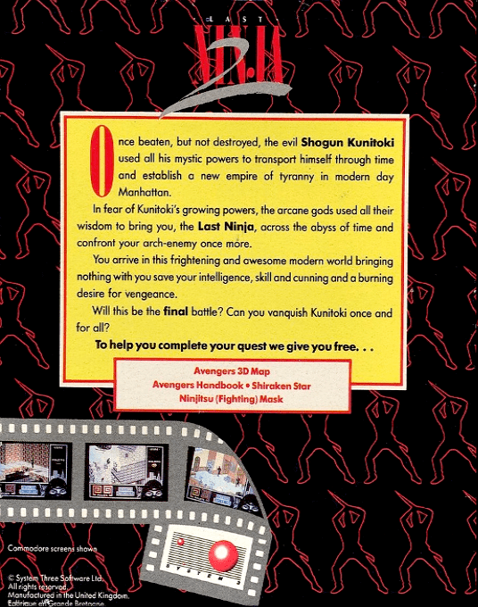 Last Ninja 2 : Back with a Vengeance — box-2D-back (EU)