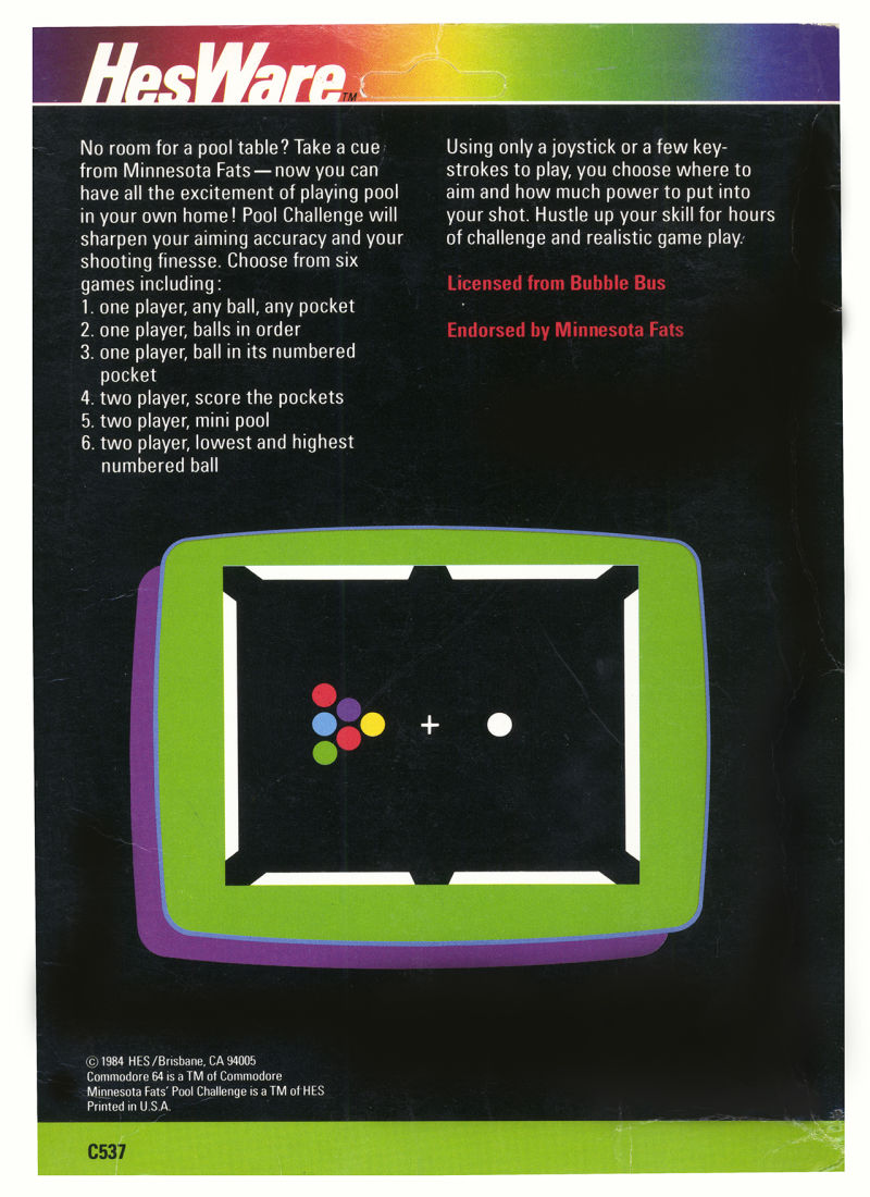 Minnesota Fat's Pool Challenger — box-2D-back (US)