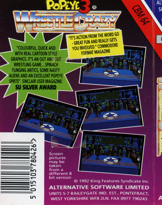 Popeye 3 - Wrestle Crazy — box-2D-back (EU)
