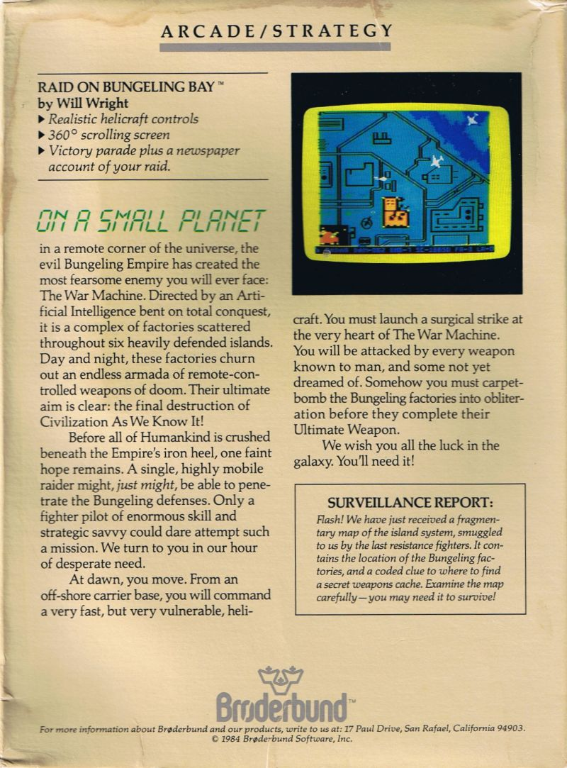 Raid on Bungeling Bay — box-2D-back (US)